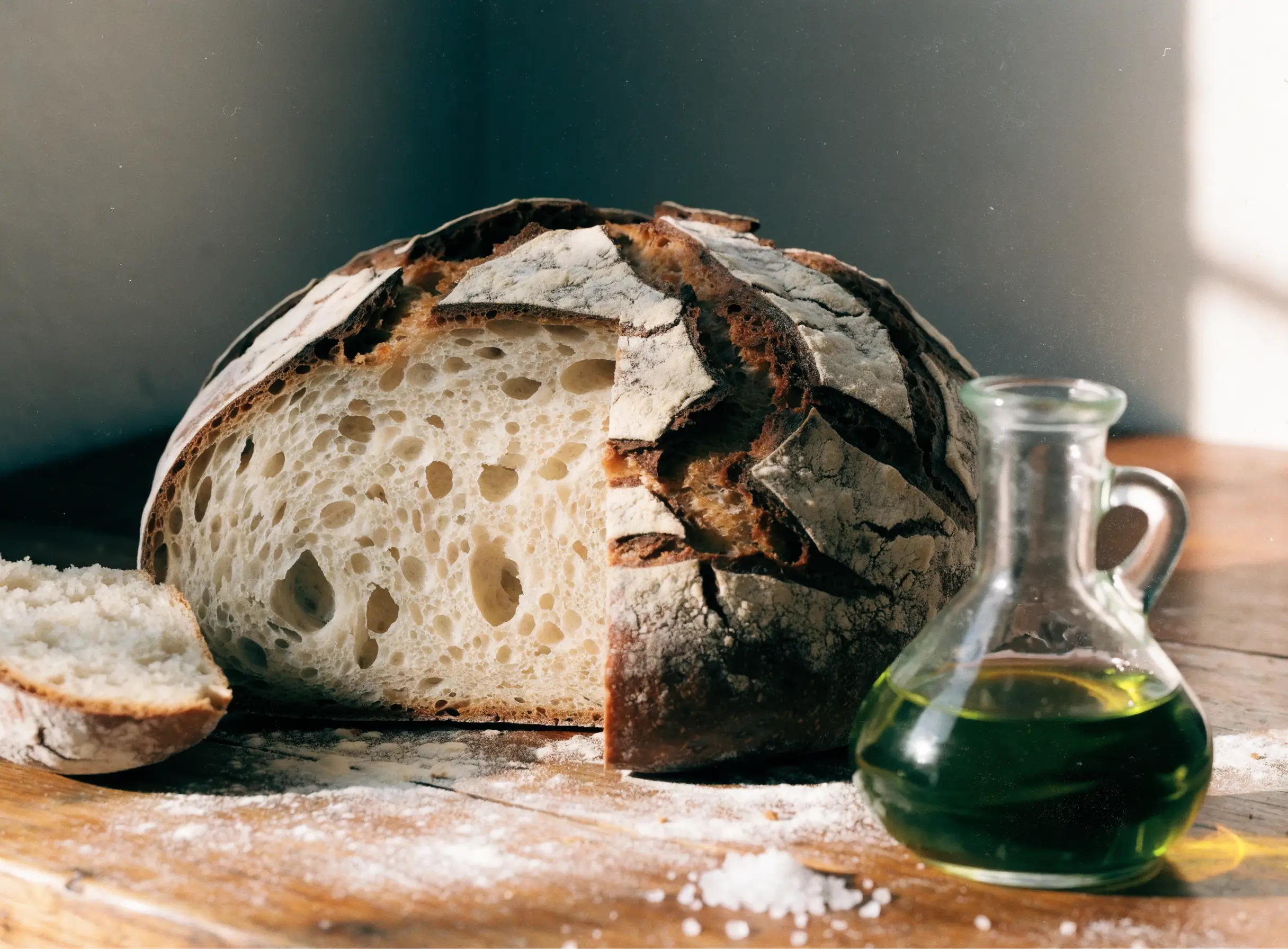 Pane antico a lievito madre con olio extravergine del Gargano