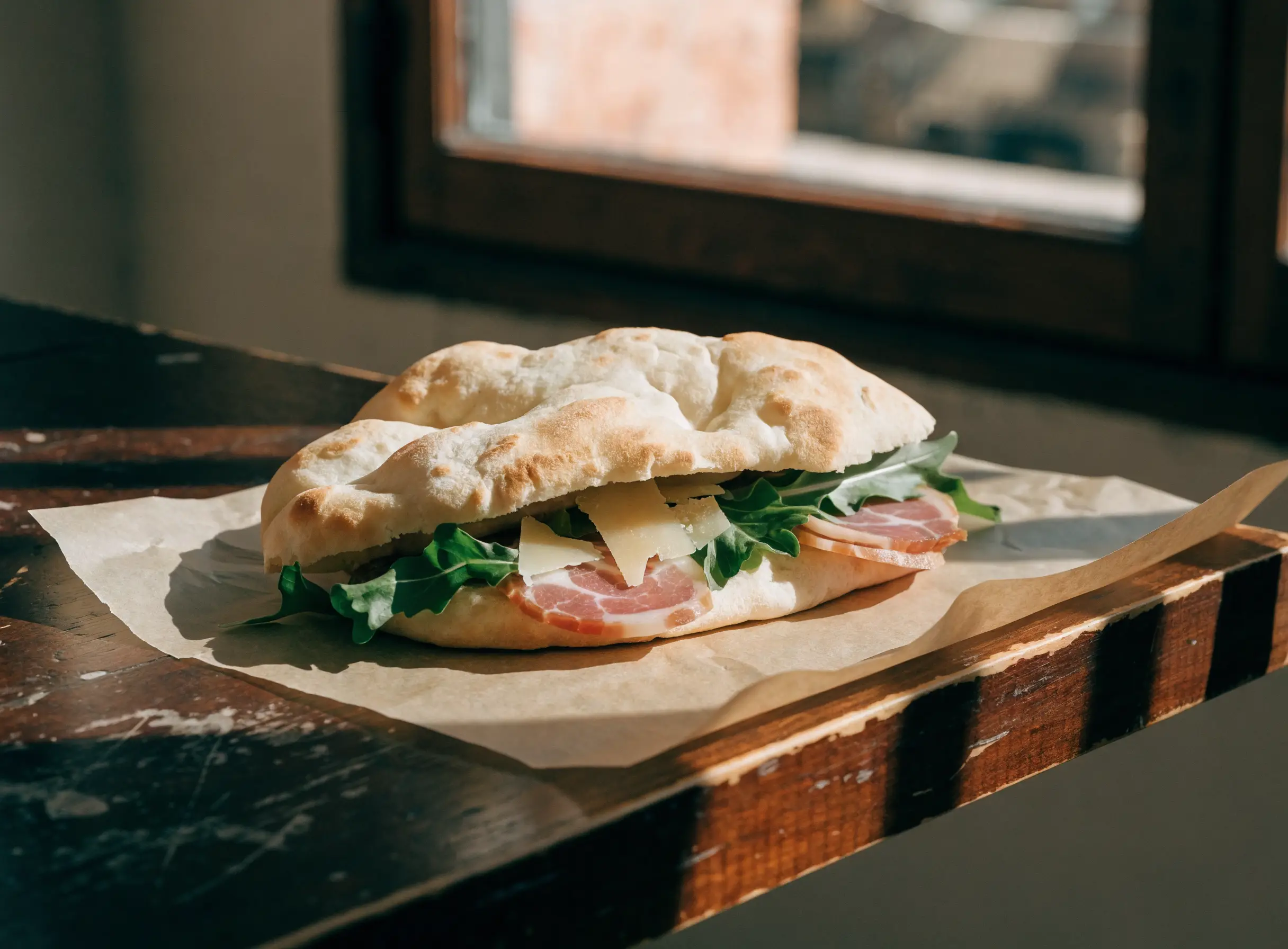 Paposcia del Gargano farcita con capocollo, rucola e caciocavallo